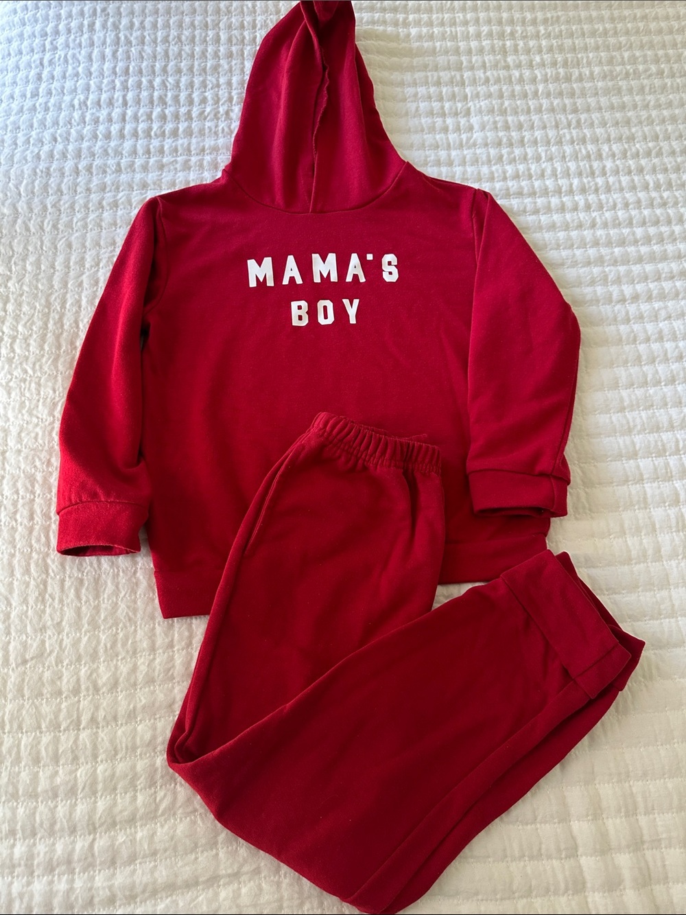SHEIN Red "MAMA'S BOY" Hoodie and Joggers Set - Kids